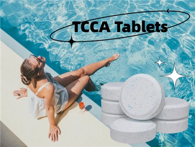Mae Tabled Glanhau Amlswyddogaethol Asid Trichloroisocyanuric TCCA yn cael ei Ddefnyddio Ar gyfer Diheintio Trin Dŵr Pwll Nofio
