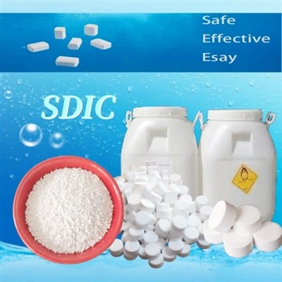 25kg gronynnog 8-30rhwyll Powdwr Sodiwm Dichloroisocyanurate Cemegau Trin Dŵr SDIC