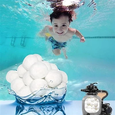 Peli Hidlo Pwll Polyester Fiber Ball Amnewid Tywod mewn Ffatri Hidlo Tywod Pwll Nofio